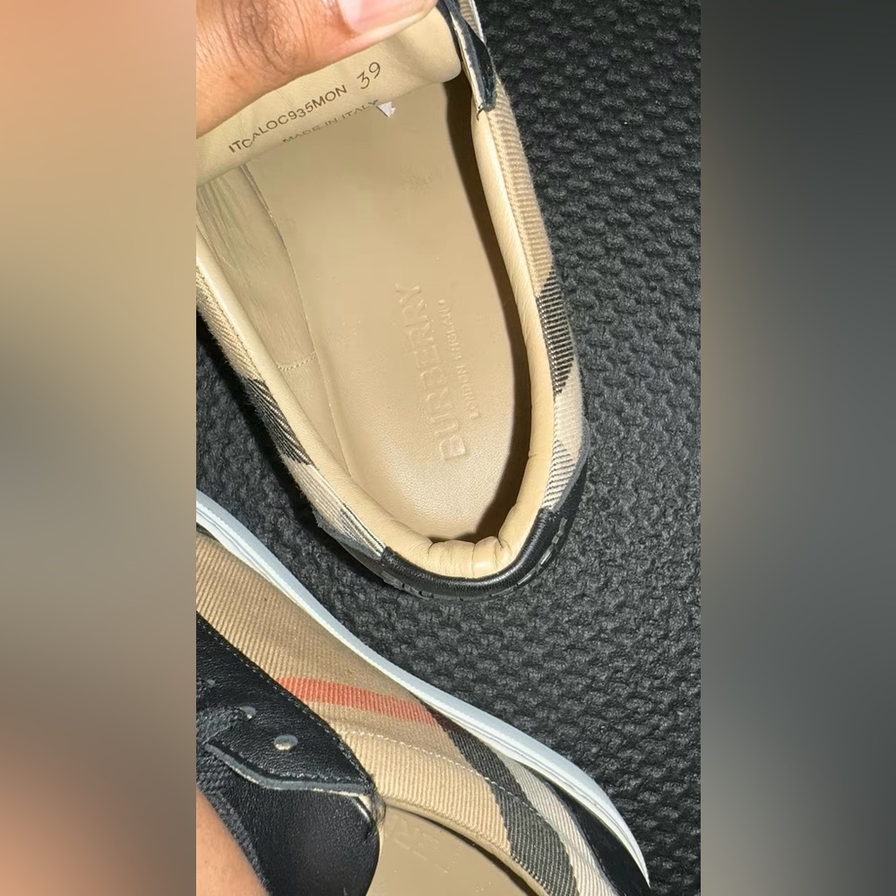Black and Beige Sneakers with Red Stripe - Picture 6 of 8